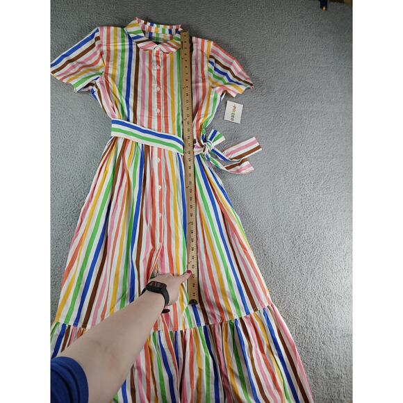 Target Pride Rainbow Dress Womens Medium Shirt Button Up Belted Maxi Stripe NWT - Picture 4 of 8